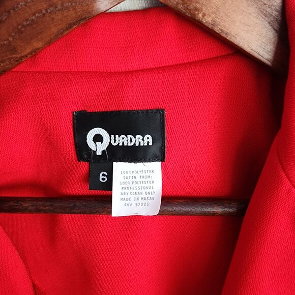 Quadra Women's 2 Piece Dress Suit Size 6 Red Vintage Polyester Blazer Dress - Picture 5 of 14